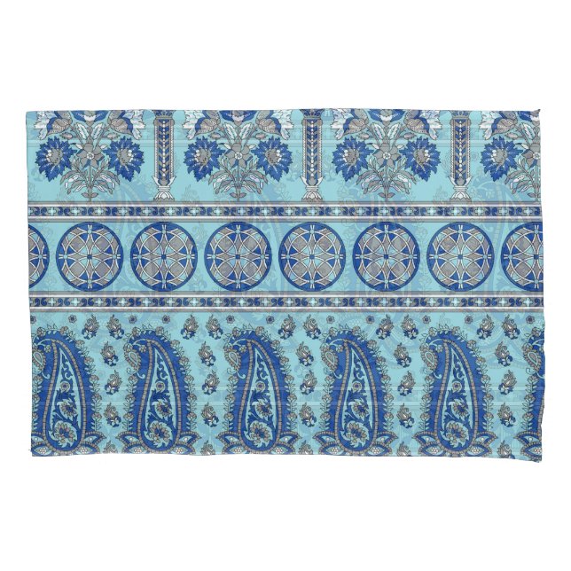 Asian Paisley Border: Traditional Design. Pillow Case (Front)