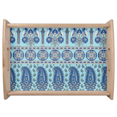 Asian Paisley Border Traditional Design Serving Tray