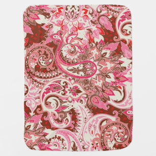 Asian paisley elements, boho vintage. baby blanket