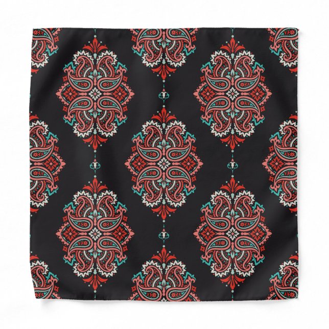 Asian paisley elements, boho vintage pattern. bandana (Front)