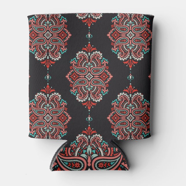 Asian paisley elements, boho vintage pattern. can cooler (Front)
