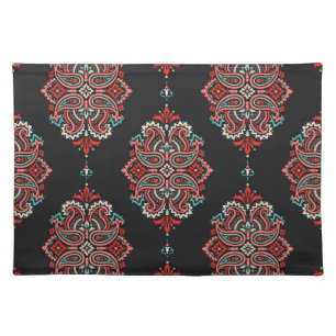 Asian paisley elements, boho vintage pattern. cloth placemat