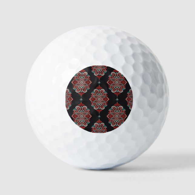 Asian paisley elements, boho vintage pattern. golf balls (Front)