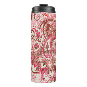Asian paisley elements, boho vintage. thermal tumbler