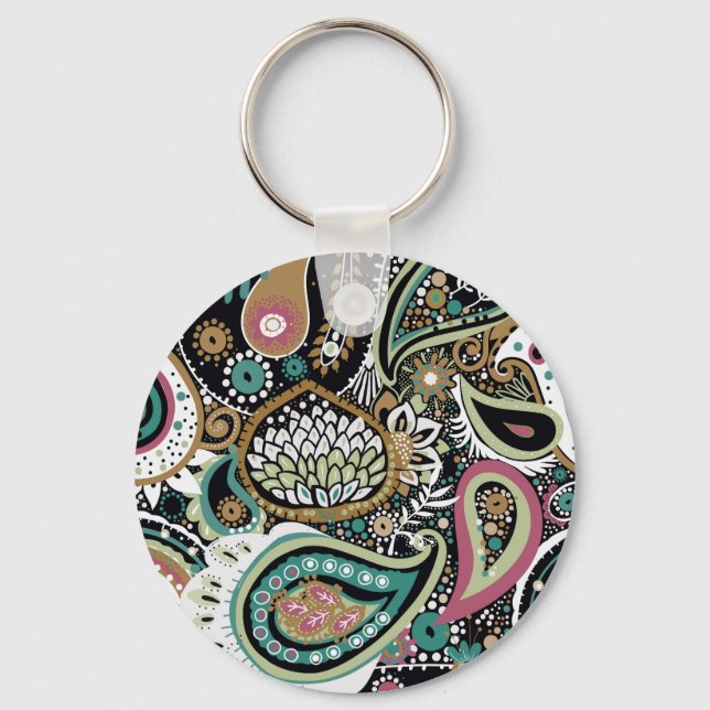 Asian paisley: modern seamless design. keychain (Front)