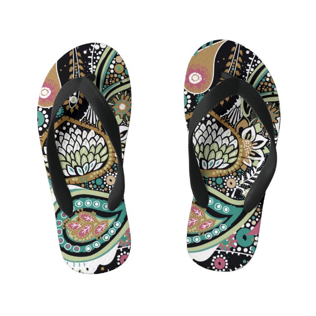 Asian paisley: modern seamless design. kid's flip flops (Footbed)