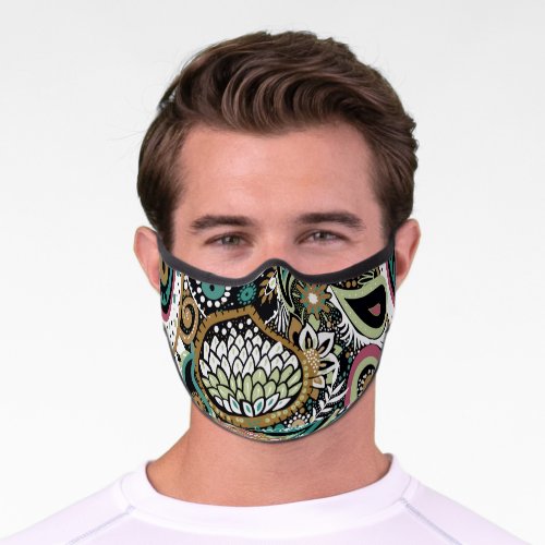 Asian paisley modern seamless design premium face mask