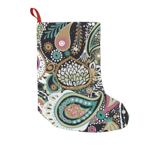 Asian paisley modern seamless design small christmas stocking