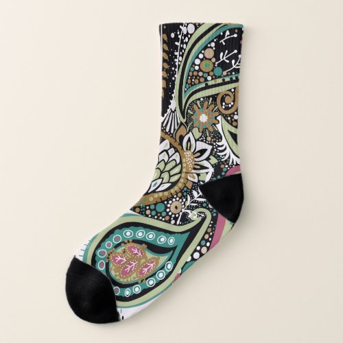 Asian paisley modern seamless design socks