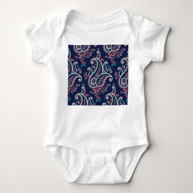 Asian Paisley: Traditional Seamless Design. Baby Bodysuit (Front)