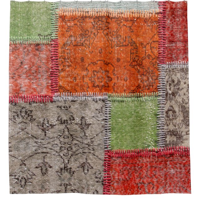 Asian patchwork carpet in Istanbul, Turkey. Close  Shower Curtain (Front)