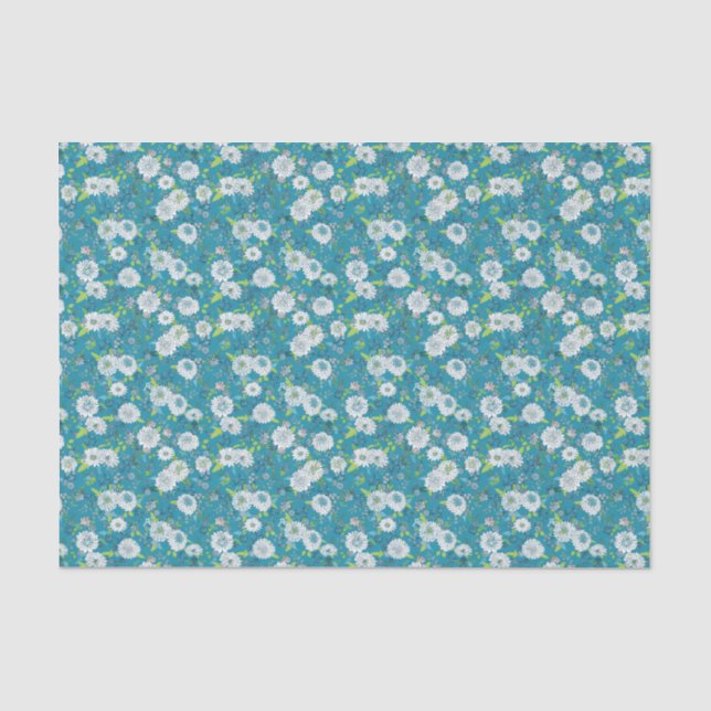 Asian Pattern Blue Green Tissue Paper (Front)