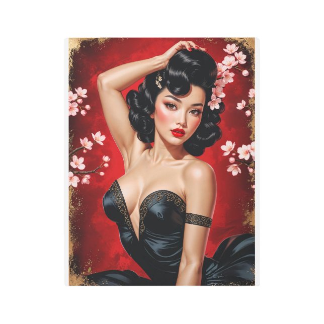 Asian Pin-Up Cherry Blossom🌸 Metal Print (Front)