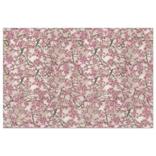 Asian Pink Cherry Blossoms Tissue Paper