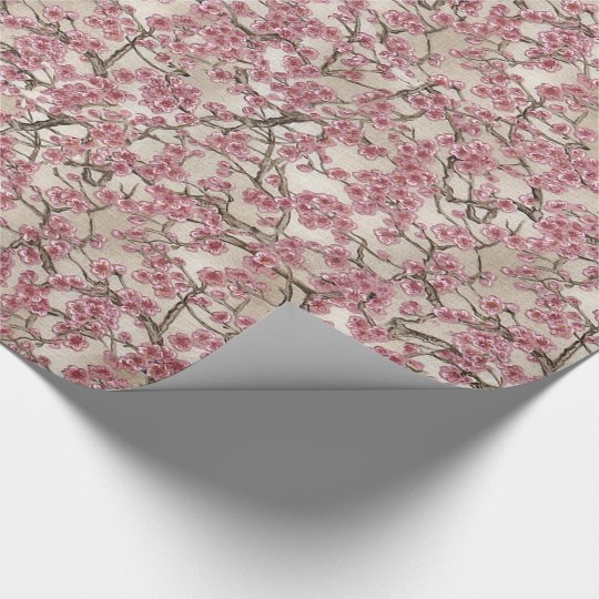 Asian Pink Cherry Blossoms Wrapping Paper | Zazzle.com