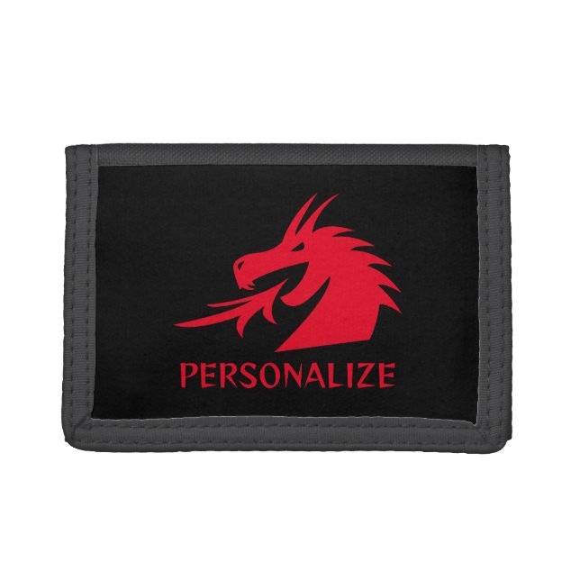 Asian red dragon drawing personalized money wallet (Front)