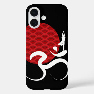 Asian Red Sun Yoga & Modern Zen Calligraphy Om Aum iPhone 16 Case