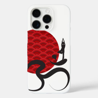 Asian Red Sun Yoga & Modern Zen Calligraphy Om Aum iPhone 16 Pro Case