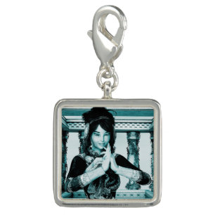 Asian Royal Woman Blue Portrait Art Charm
