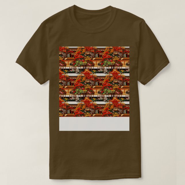 Asian Seamless Pattern Old Japanese Chinese Korean T-Shirt (Design Front)
