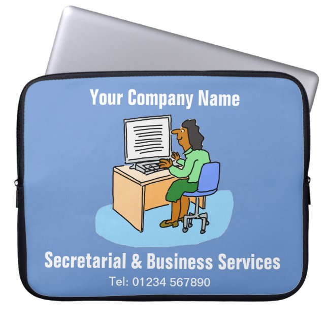 Asian Secretary at an Office Computer. Laptop Sleeve (Front)