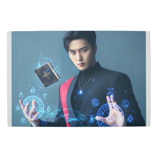 Asian spell caster metal metal print