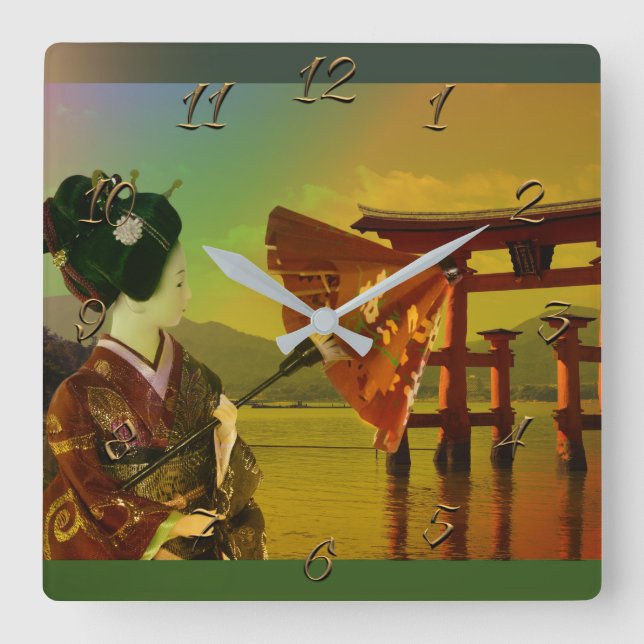 Asian Square Wall Clock (Front)