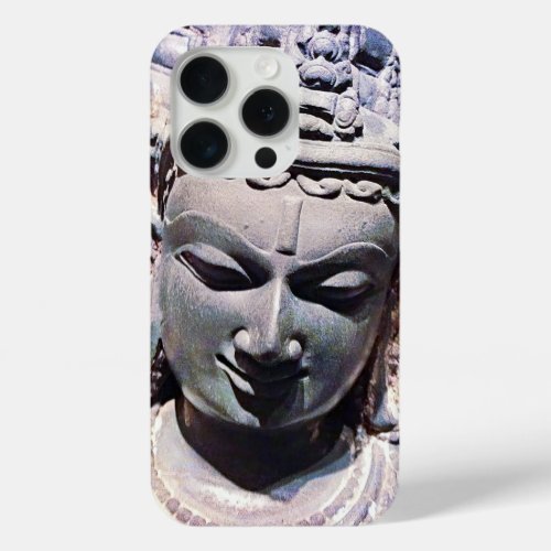 Asian Statue Antique Stone Face Photo Stylish Bold iPhone 15 Pro Case