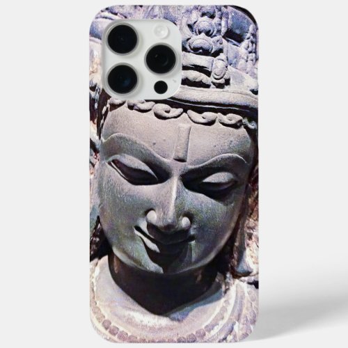 Asian Statue Antique Stone Head Photo Stylish Bold iPhone 15 Pro Max Case