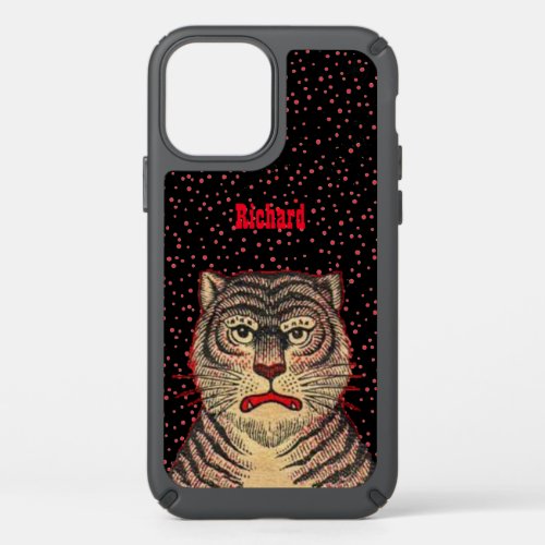 Asian Striped Tiger Fierce Face Red Dots on Black Speck iPhone 12 Pro Case