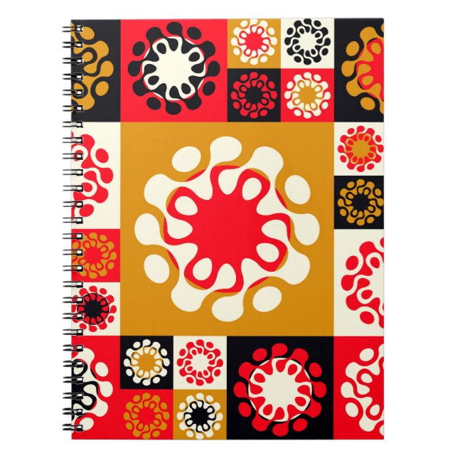 asian style ethnic mosaic with stylized flowers in notebook (Front)