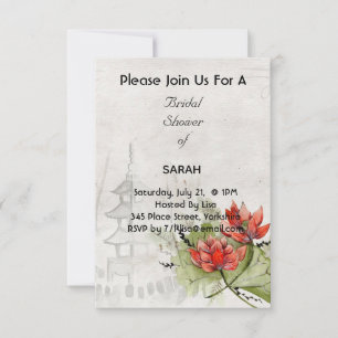 Asian Style Flowers Bridal Shower Invitation Card