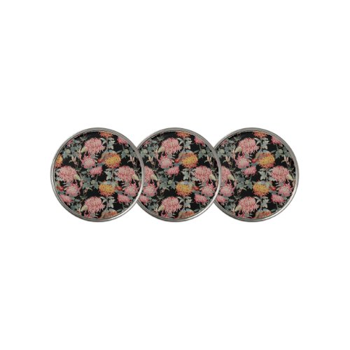 Asian style flowers design golf ball marker