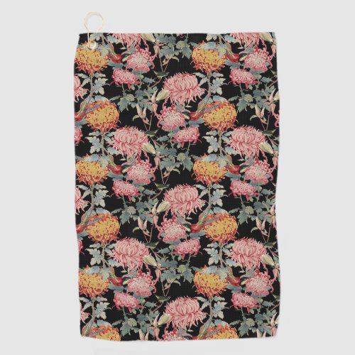 Asian style flowers design golf towel