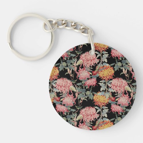 Asian style flowers design keychain