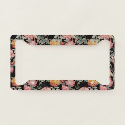 Asian style flowers design license plate frame