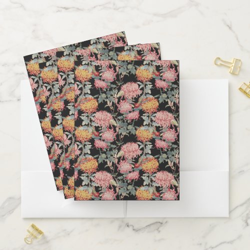 Asian style flowers design pocket folder