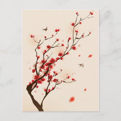 Asian Style Painting Plum Blossom in Spring Postcard