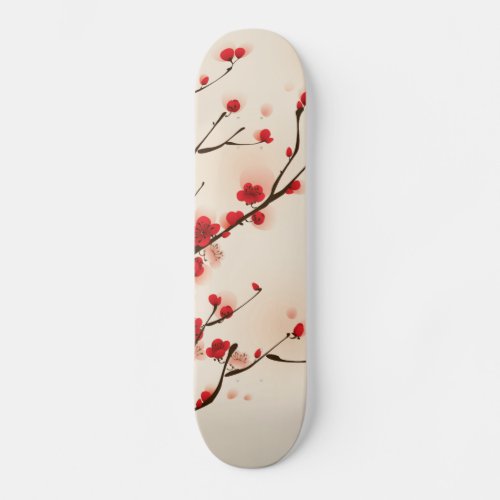 Asian Style Painting Plum Blossom in Spring Skateboard Deck