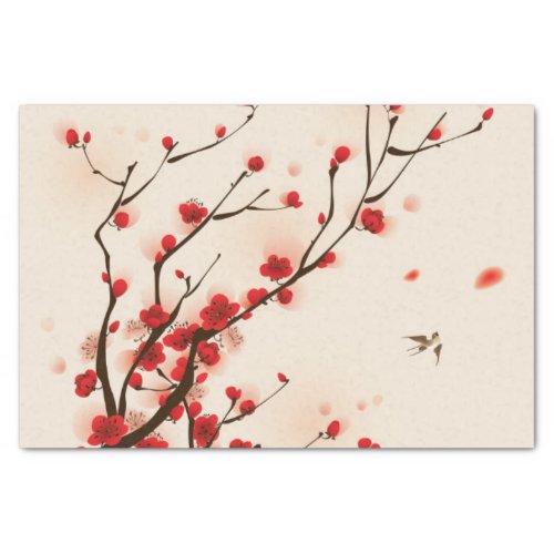 Asian Style Painting Plum Blossom in Spring Tissue Paper