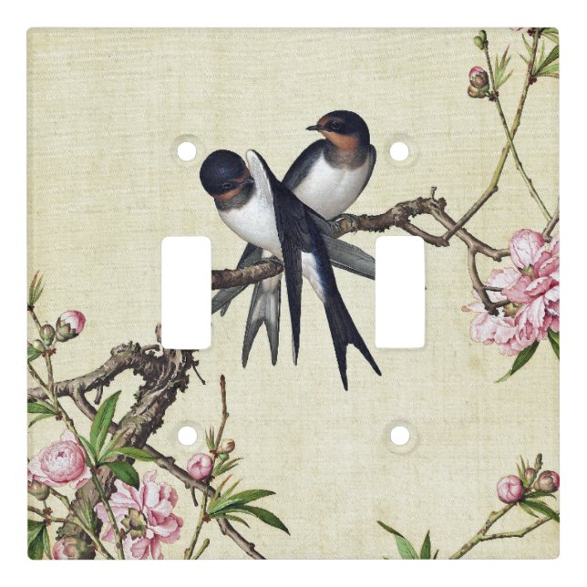 Asian Swift Bird Floral Animals Light Switch Cover (Front)