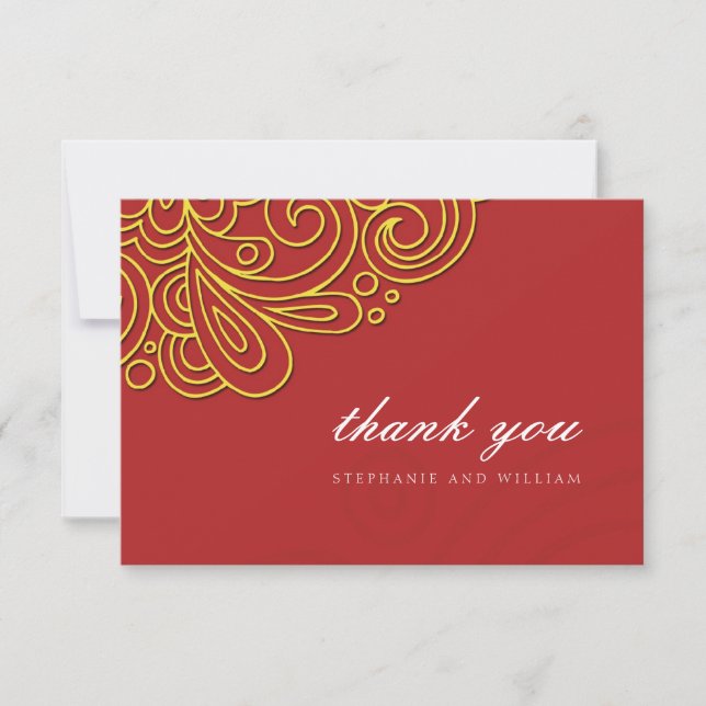 Asian Swirl Wedding Thank You Card (Front)