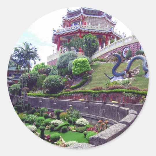Asian Taoist temple Classic Round Sticker