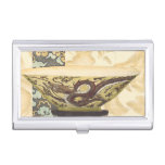 Asian Tapestry with Bowl and Dragon Design Business Card Holder