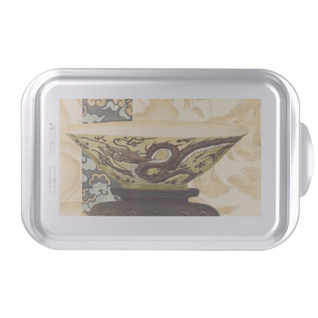 Asian Tapestry with Bowl and Dragon Design Cake Pan (Front)
