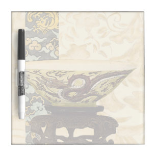 Asian Tapestry with Bowl and Dragon Design Dry Erase Board