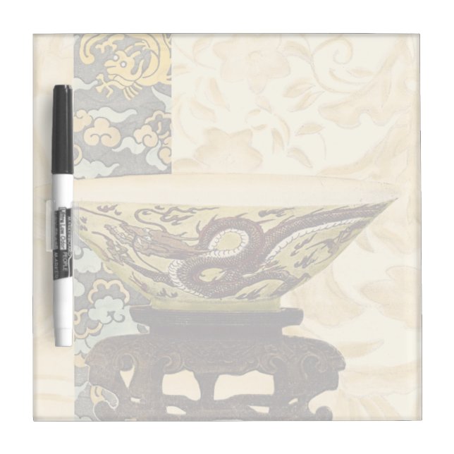 Asian Tapestry with Bowl and Dragon Design Dry Erase Board (Front)