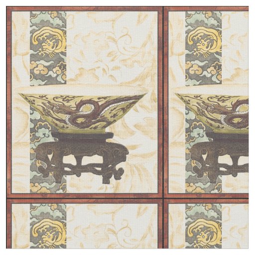 Asian Tapestry with Bowl and Dragon Design Fabric