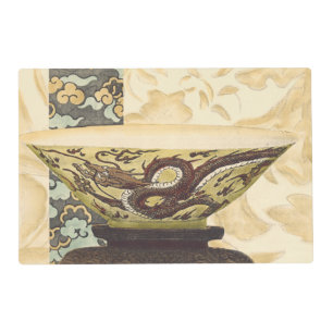 Asian Tapestry with Bowl and Dragon Design Placemat