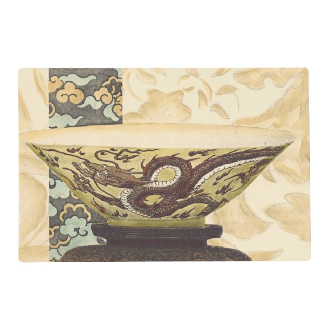 Asian Tapestry with Bowl and Dragon Design Placemat (Front)